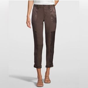 White House Black Market Straight Crop Pants Size 4 in Espresso Satin Office